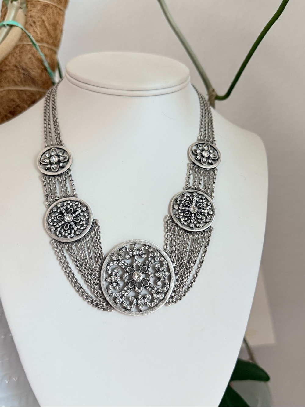 Touchstone Crystal Silver Multi Chain Necklace